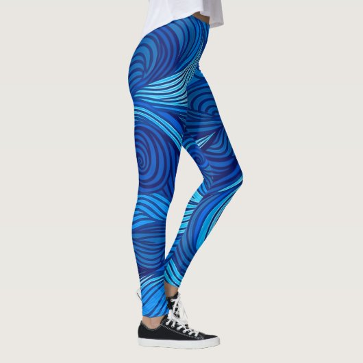 Leggings Vagues d'eau de l'océan bleu turquoise abstrait | (Droite)