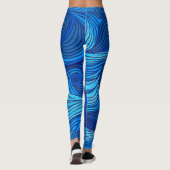 Leggings Vagues d'eau de l'océan bleu turquoise abstrait | (Dos)