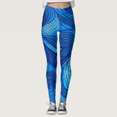 Leggings Vagues d'eau de l'océan bleu turquoise abstrait | (Devant)