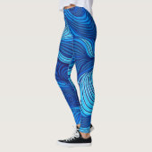 Leggings Vagues d'eau de l'océan bleu turquoise abstrait | (Gauche)