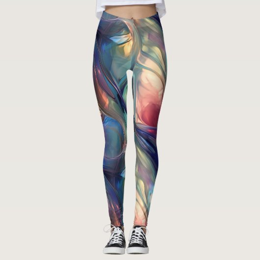 Leggings Vagues en verre Abstrait (Devant)