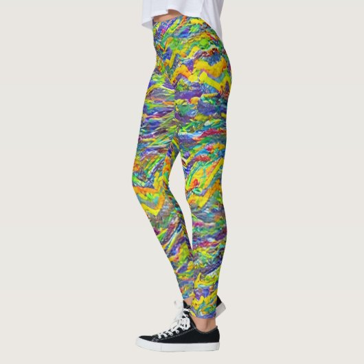 Leggings Vagues fracturées du paysage marin Abstrait 16 (Gauche)