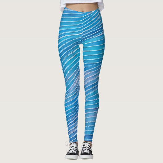 Leggings Vagues fracturées du paysage marin Abstrait 21 (Devant)
