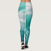 Leggings Vagues océaniques sarcelle abstraites (Dos)