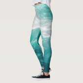 Leggings Vagues océaniques sarcelle abstraites (Gauche)