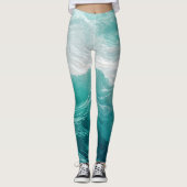Leggings Vagues océaniques sarcelle abstraites (Devant)