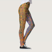 Leggings Vagues Orange Abstrait et Aqua Retro Boomerang (Droite)