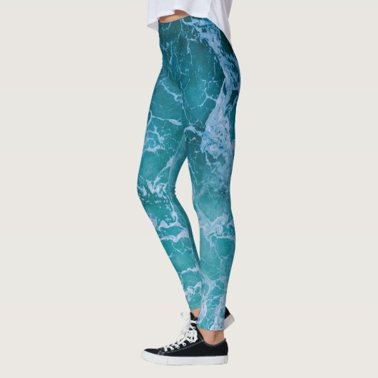 Leggings Vagues profondes de l'océan bleu (Gauche)