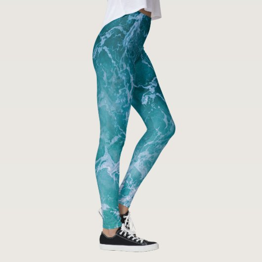 Leggings Vagues profondes de l'océan bleu (Droite)