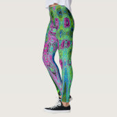 Leggings Vagues rétro Super roses et bleues chaudes (Gauche)