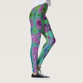 Leggings Vagues rétro Super roses et bleues chaudes (Droite)