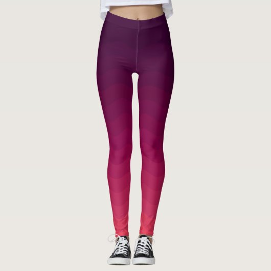 Leggings Vagues roses et mauve-foncé d'Ombre (Devant)