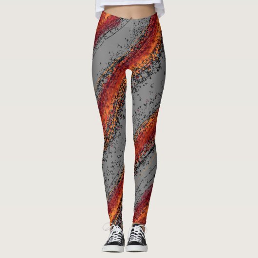 Leggings Vagues rouges et grises (Devant)