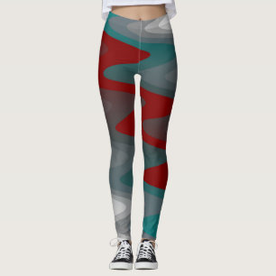 Leggings vagues sarcelles bordeaux gris