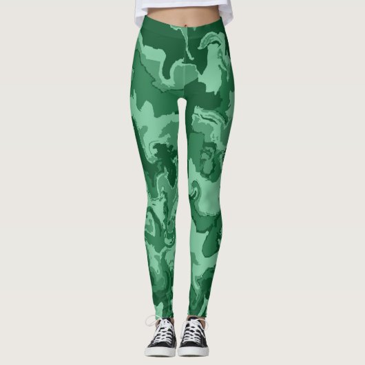 Leggings Vagues vertes (Devant)