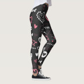 Leggings Valentine Doodle Heart Vintage (Droite)
