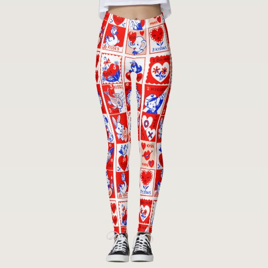 Leggings Valentine Retro Love Hugs Motif (Devant)