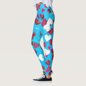 Leggings Valentine Romantique Balayage Coeurs Aqua Bleu Océ (Gauche)