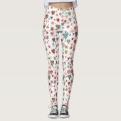 Leggings Valentines Coeurs Motif bleu rose rouge (Devant)