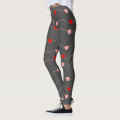 Leggings Valentines Day Cute String Hearts Rouge Rose Roman (Gauche)