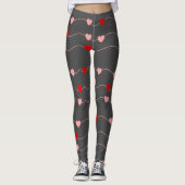 Leggings Valentines Day Cute String Hearts Rouge Rose Roman (Devant)