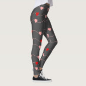 Leggings Valentines Day Cute String Hearts Rouge Rose Roman (Droite)
