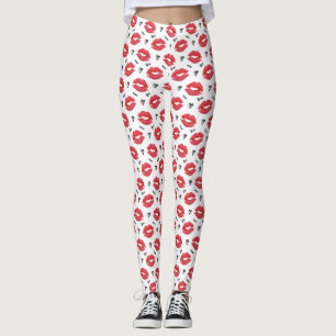 Leggings Valentines rouges d'amour et de baisers