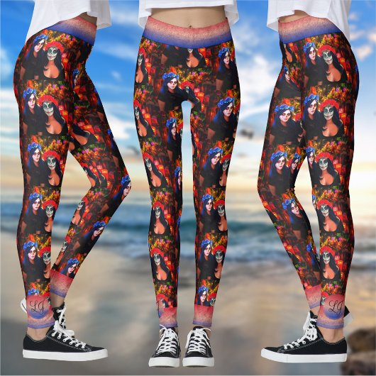 Leggings Vallarta Catrinas avec fleurs et bougies 1718
