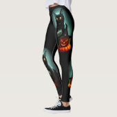 Leggings Vampire Chat et Assistant Citrouille Halloween Sur (Gauche)