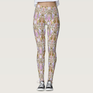 Leggings van beige/Paarse meerkleurige vrouwen
