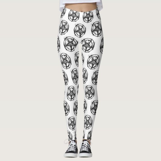 Leggings van Black Satanic Pentagram (Voorkant)