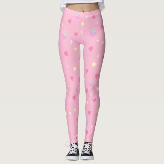Leggings van Cute Pink-aardbei (Voorkant)
