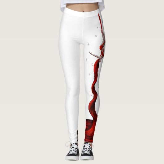 Leggings van de zijde van de rode zijde (enkel bee (Voorkant)