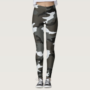 Leggings van de zwarte witte grijze Camouflage voo