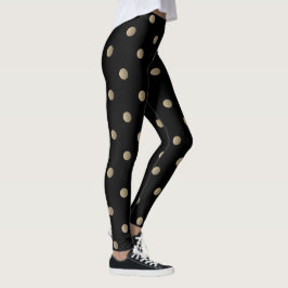 Leggings van fancy beige en zwarte Retro Polka Dot
