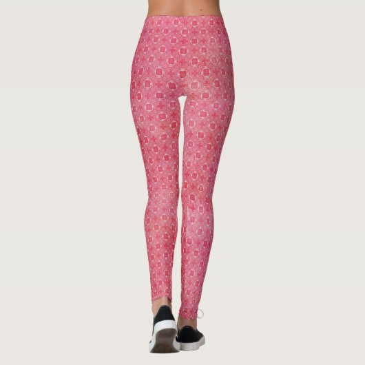 Leggings van Fun Pink en White Geometric Pattern (Achterkant)
