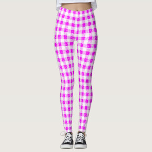 Leggings van Gingham Pink en White Pattern