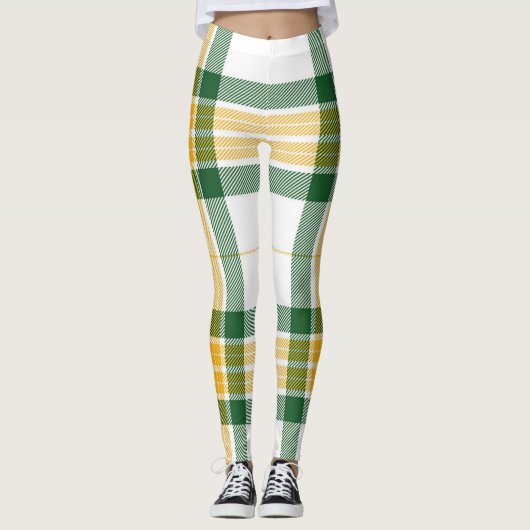 Leggings van groene en gele tartan (Voorkant)
