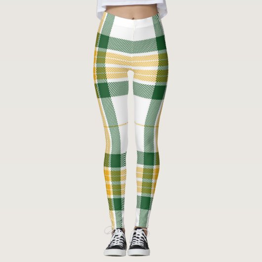 Leggings van groene en gele tartan (Voorkant)