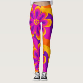 leggings van het 1960s Style Flowers & Waves Patte