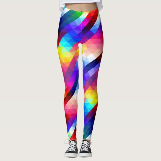 Leggings van het Bright Rainbow Checker Pattern (Voorkant)