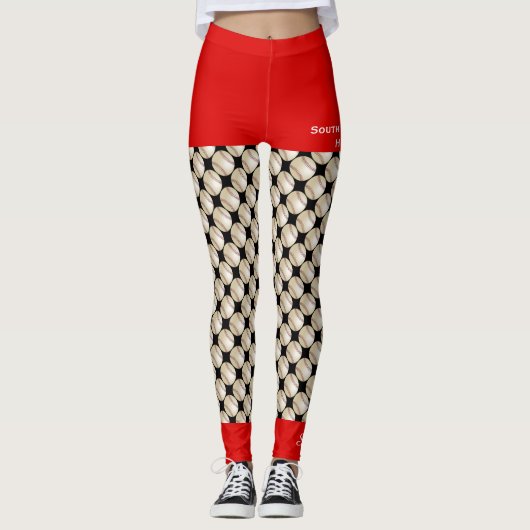 Leggings van het honkbalteam met Fake Red Shorts (Voorkant)