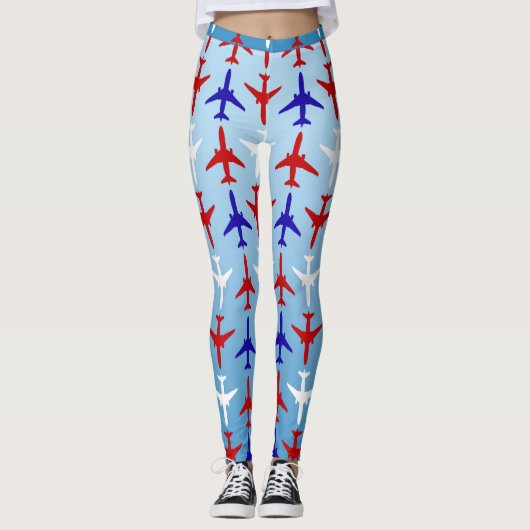 Leggings van het Red White en Blue Airplane Patter (Voorkant)
