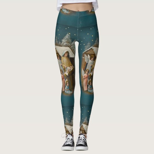 Leggings van kleurrijke  nativiteitsscène (Voorkant)