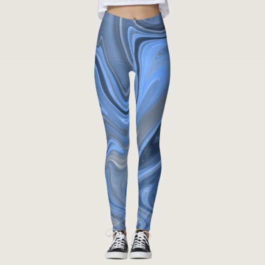 Leggings van marmer Liquid Blue Navy Pattern (Voorkant)