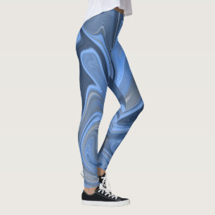 Leggings van marmer Liquid Blue Navy Pattern