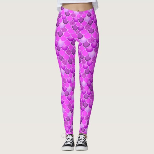 Leggings van Mermaid Zee Paarse Scale (Voorkant)