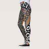 Leggings van Oranje-Black-Brown Mudcloth (Links)