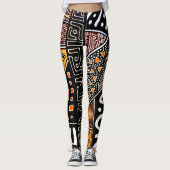 Leggings van Oranje-Black-Brown Mudcloth (Voorkant)