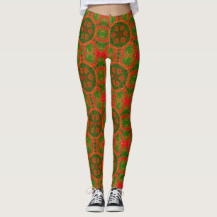 Leggings van Oranje en groene Kaleidoscoop